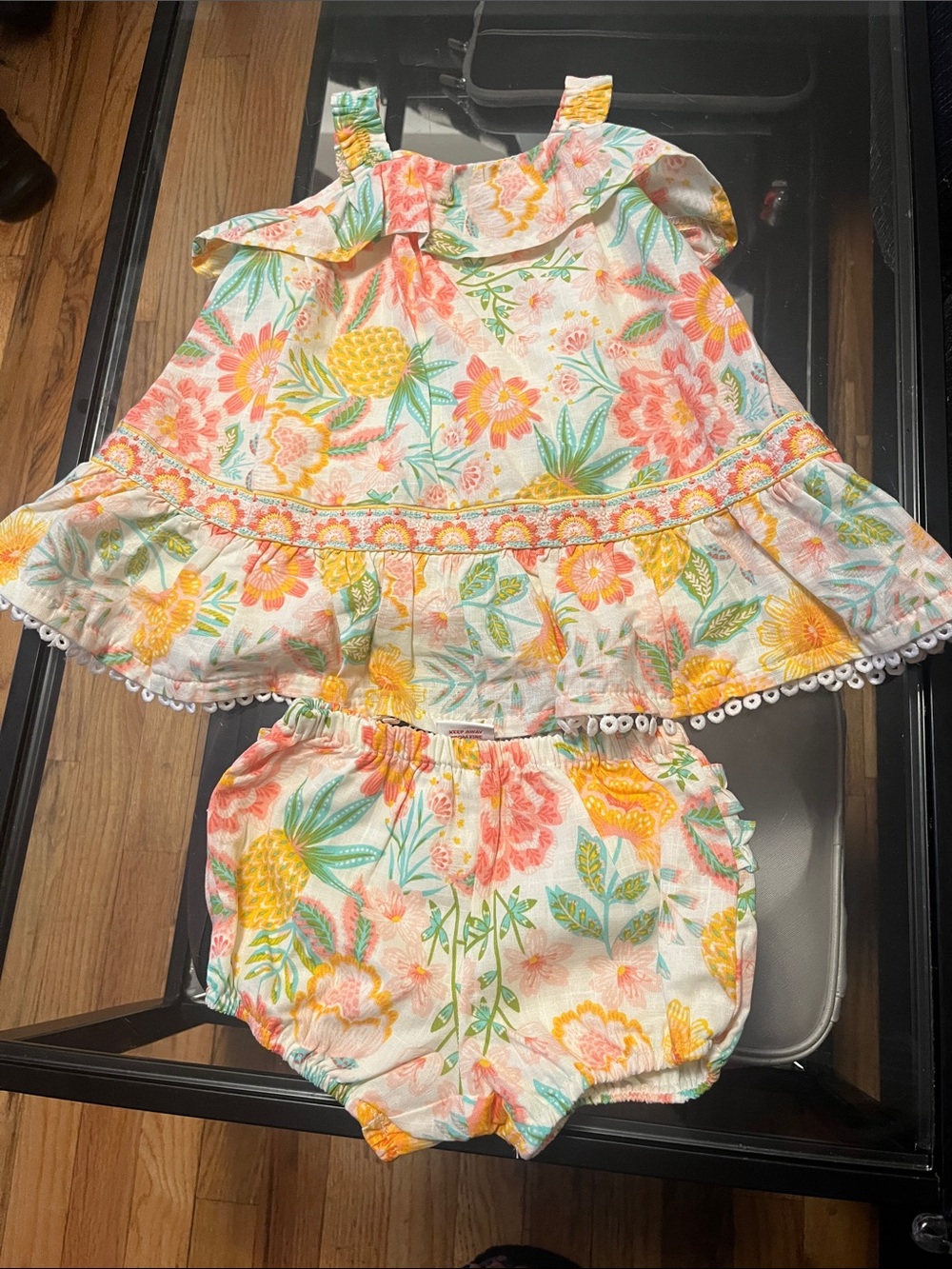 Rachel Zoe Floral Ruffle Top and Bloomers - Yellow, Pink, Green